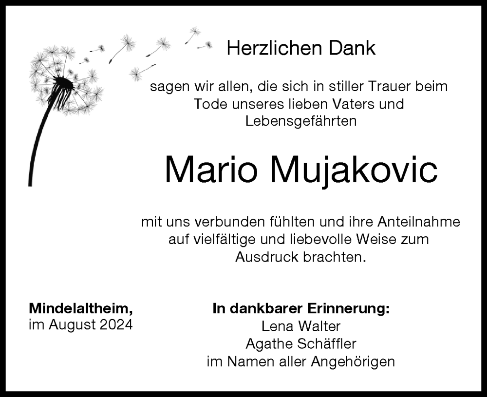 Traueranzeige von Mario Mujakovic von Günzburger Zeitung