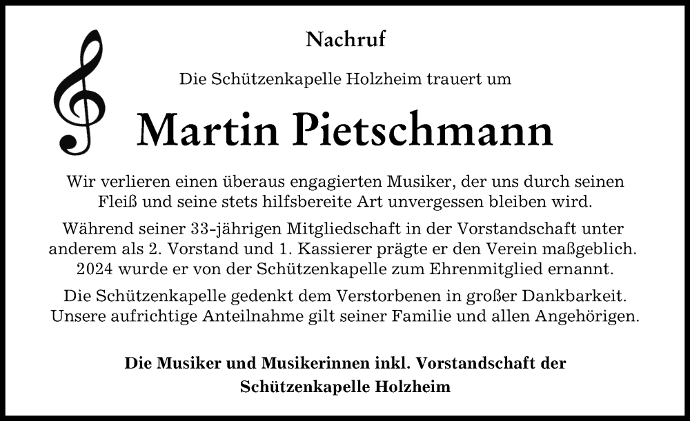 Traueranzeige von Martin Pietschmann von Neu-Ulmer Zeitung