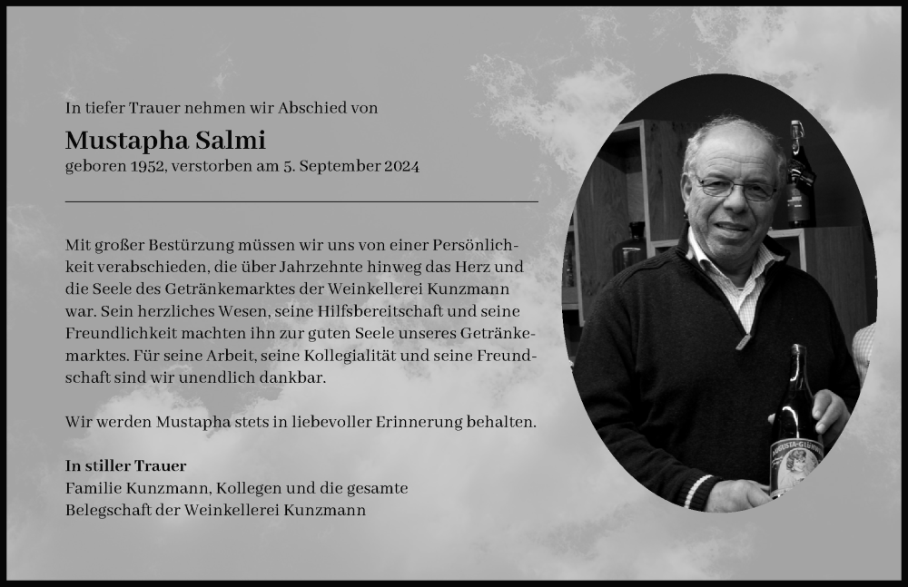 Traueranzeige von Mustapha Salmi von Friedberger Allgemeine