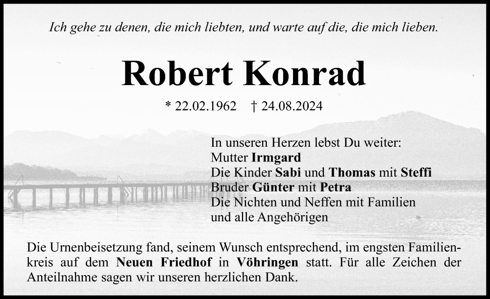 Traueranzeige von Robert Konrad von Illertisser Zeitung