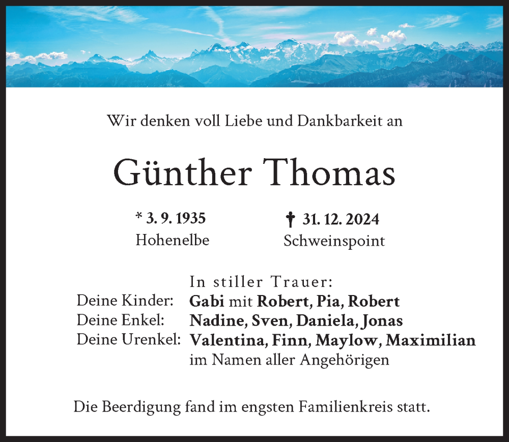 Traueranzeige von Günther Thomas von Donauwörther Zeitung