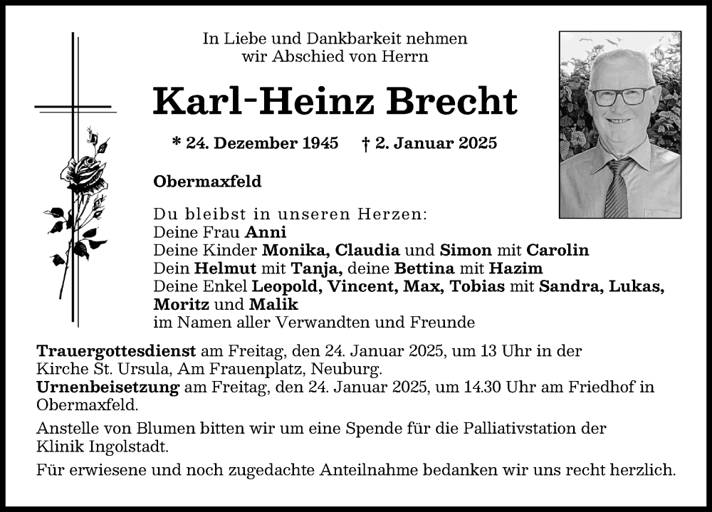 Traueranzeige von Karl-Heinz Brecht von Neuburger Rundschau