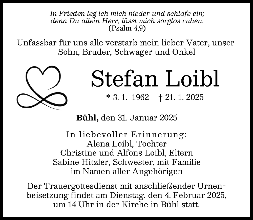 Traueranzeige von Stefan Loibl von Günzburger Zeitung