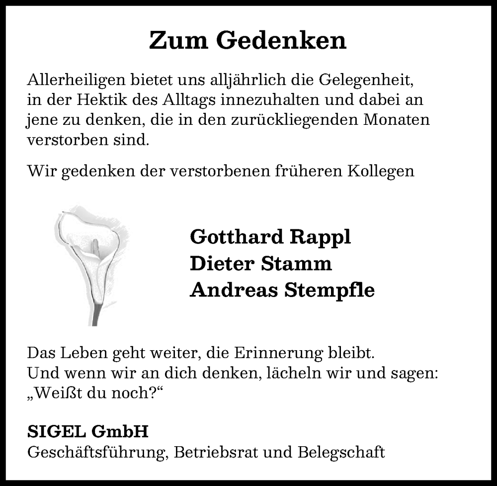 Traueranzeige von Dieter Stamm von Donauwörther Zeitung