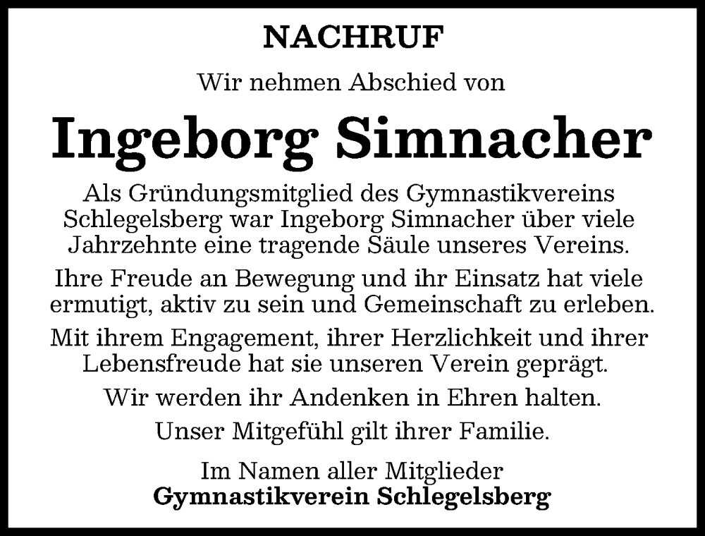  Traueranzeige für Ingeborg Simnacher vom 18.10.2025 aus Mindelheimer Zeitung