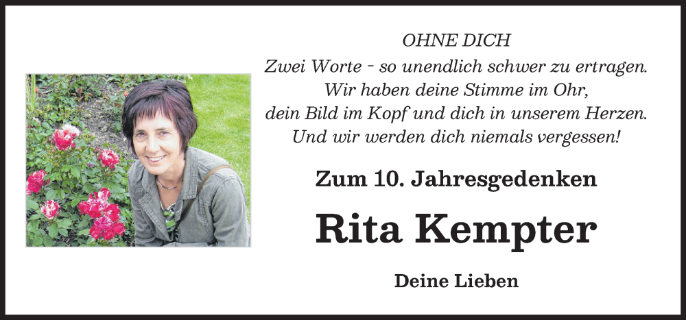 Traueranzeige von Rita Kempter von Günzburger Zeitung