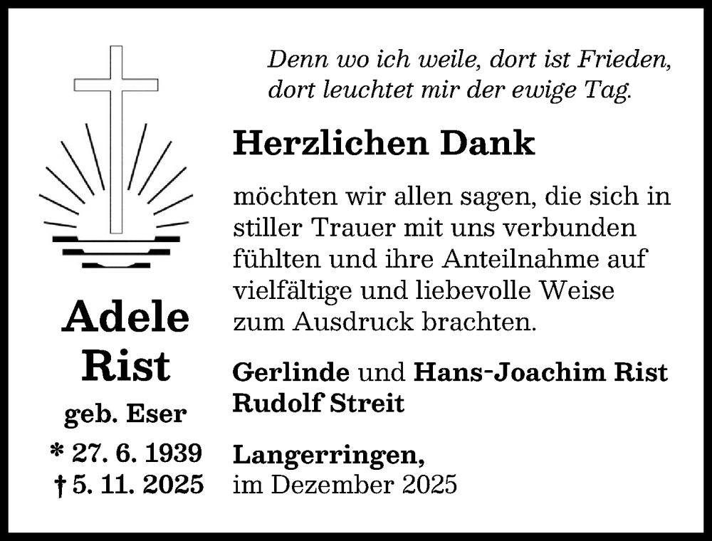 Traueranzeige von Rudolf Streit von Schwabmünchner Allgemeine