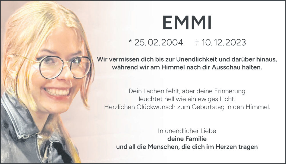  Traueranzeige für Emilia Pippilotta Fendt vom 25.02.2025 aus Schwabmünchner Allgemeine