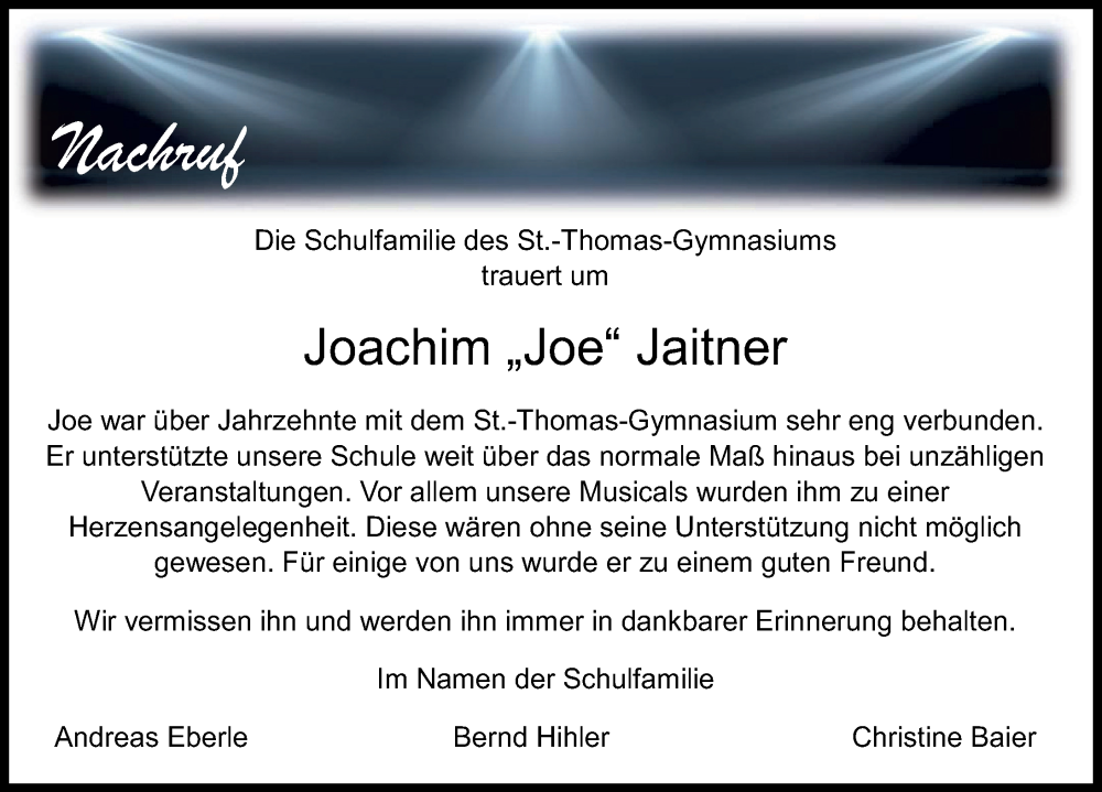 Traueranzeige von Joachim Jaitner von Günzburger Zeitung