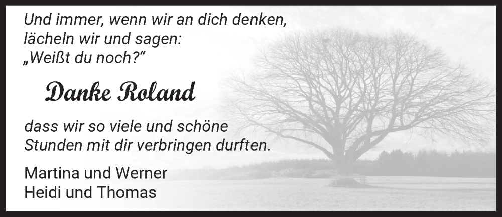 Traueranzeige von Roland  von Mindelheimer Zeitung