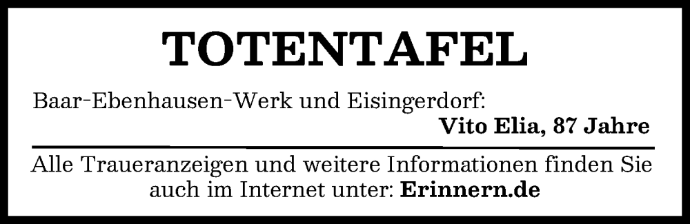 Traueranzeige von Totentafel vom 05.02.2025 von Aichacher Nachrichten