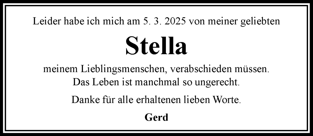 Traueranzeige von Stella  von Rieser Nachrichten