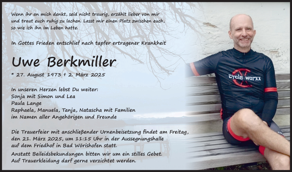 Traueranzeige von Uwe Berkmiller von Mindelheimer Zeitung