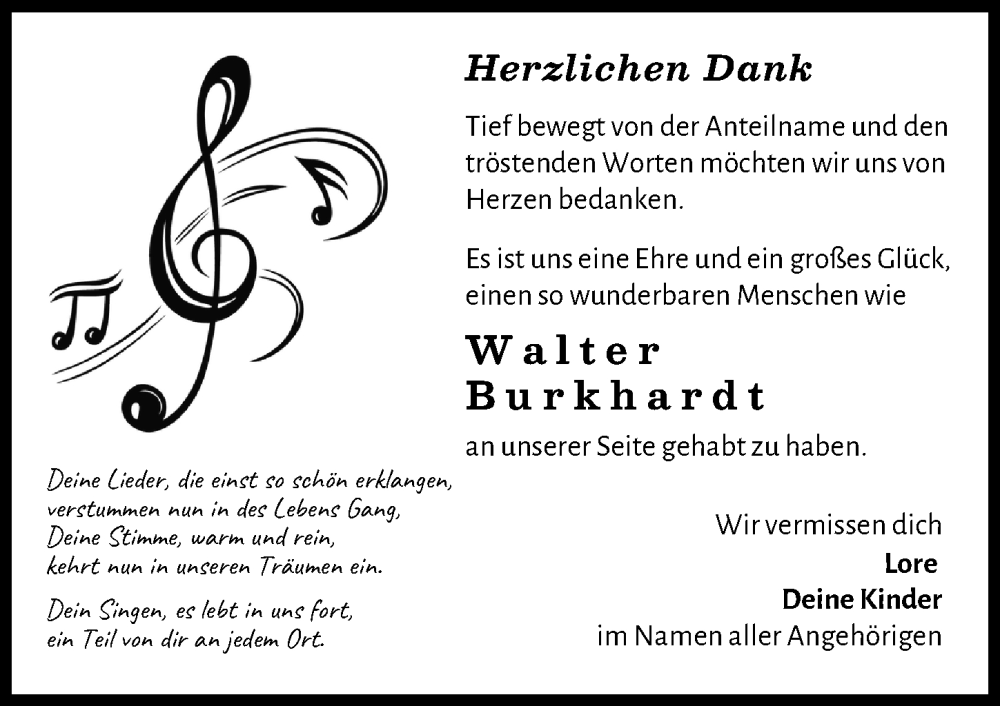 Traueranzeige von Walter Burkhardt von Günzburger Zeitung