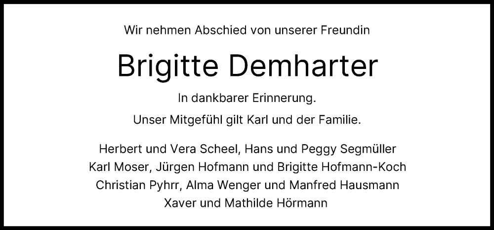  Traueranzeige für Brigitte Demharter vom 05.04.2025 aus Augsburger Allgemeine