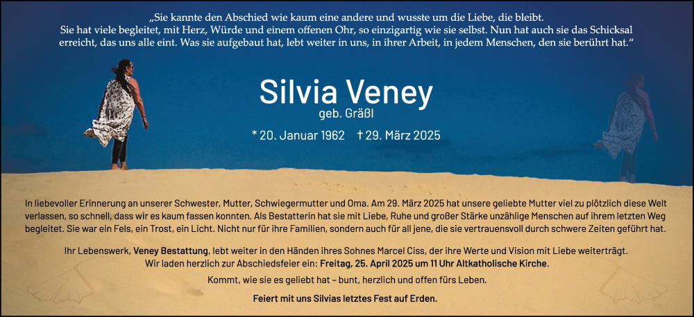  Traueranzeige für Silvia Veney vom 12.04.2025 aus Augsburger Allgemeine