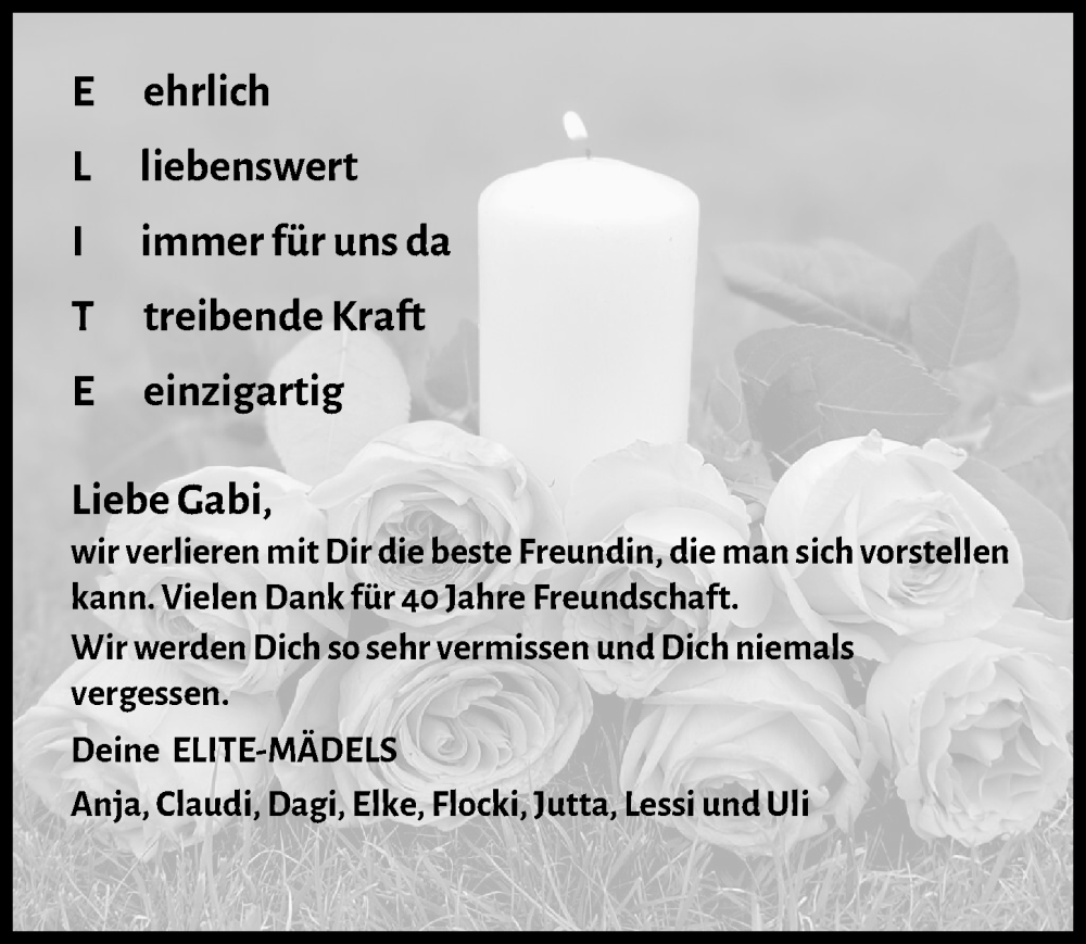 Traueranzeige von Gabi  von Günzburger Zeitung