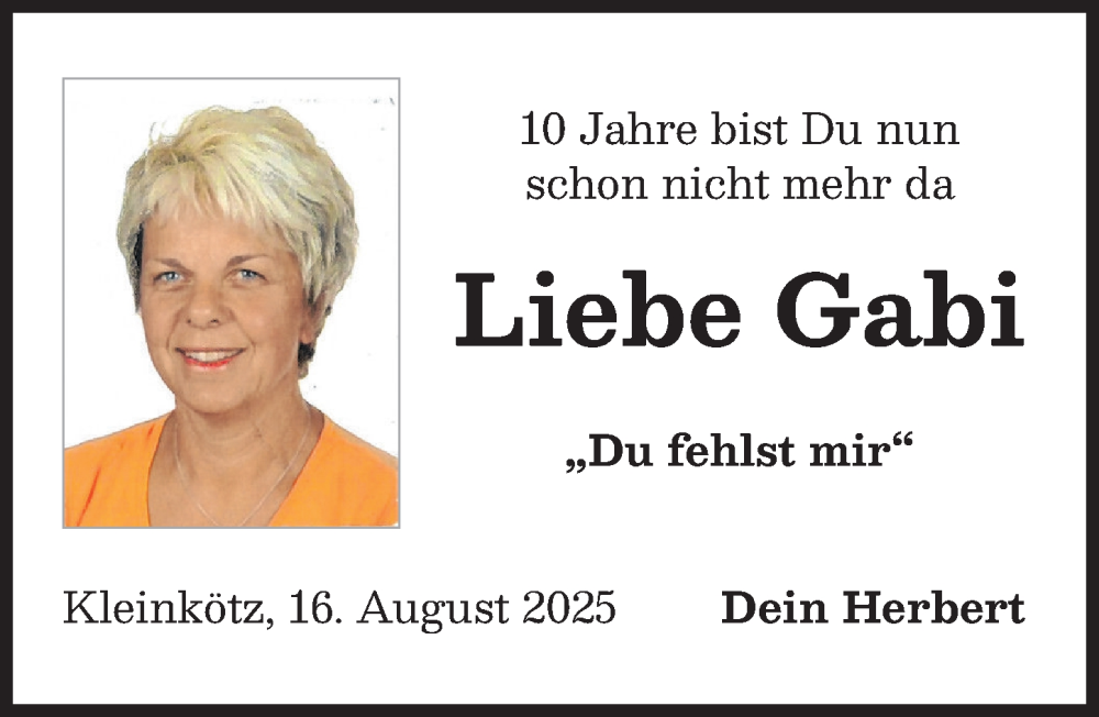 Traueranzeige von Gabi  von Günzburger Zeitung