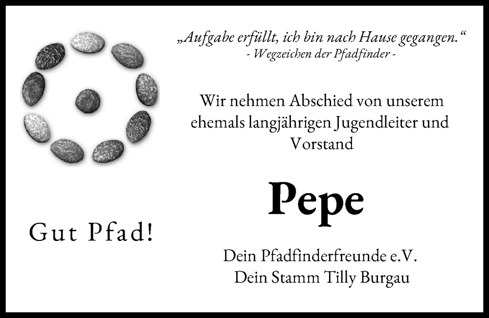 Traueranzeige von Pepe  von Günzburger Zeitung
