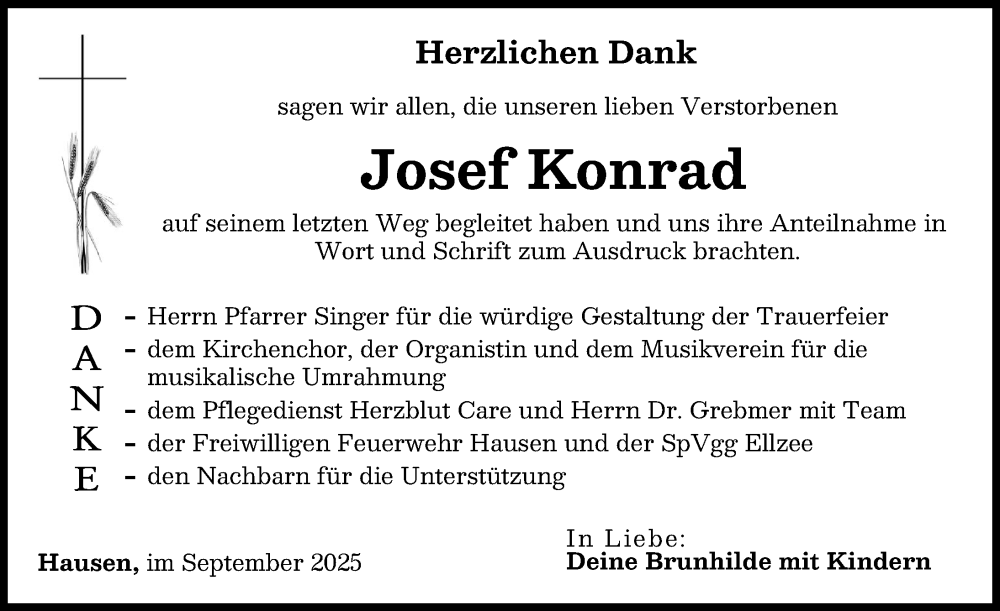Traueranzeige von Josef Konrad von Günzburger Zeitung, Mittelschwäbische Nachrichten