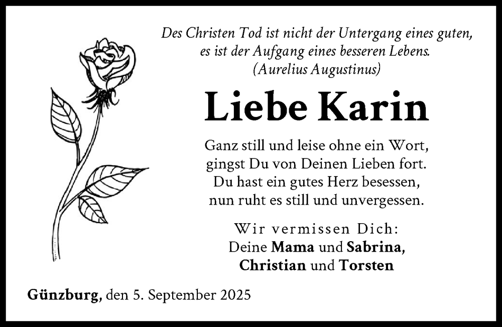 Traueranzeige von Karin  von Günzburger Zeitung