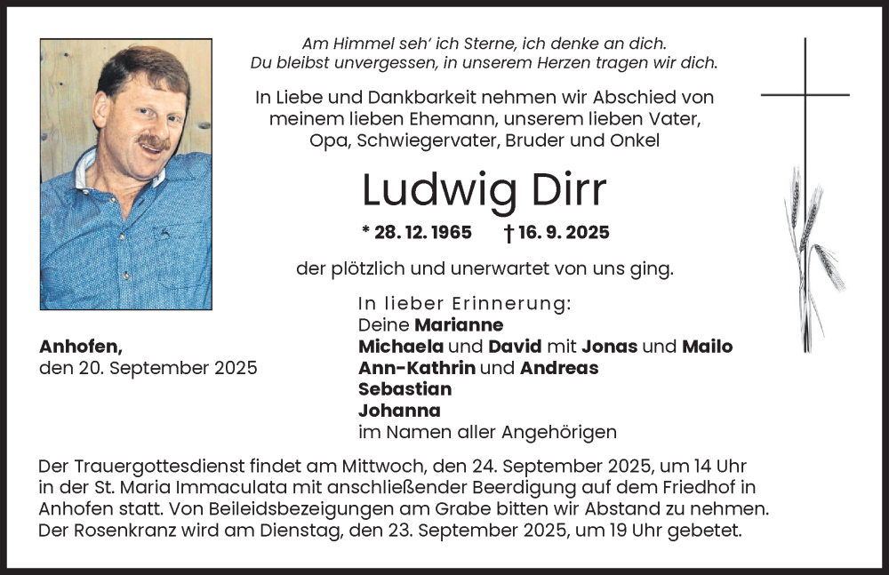 Traueranzeige von Ludwig Dirr von Günzburger Zeitung
