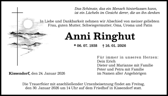 Traueranzeige von Anni Ringhut von Günzburger Zeitung