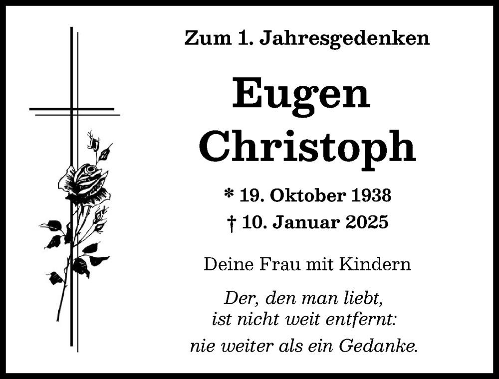 Traueranzeige von Eugen Christoph von Günzburger Zeitung