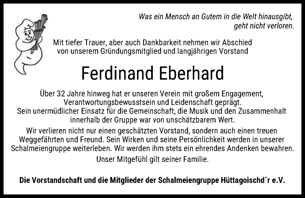  Traueranzeige für Ferdinand Eberhard vom 20.01.2026 aus Donau Zeitung