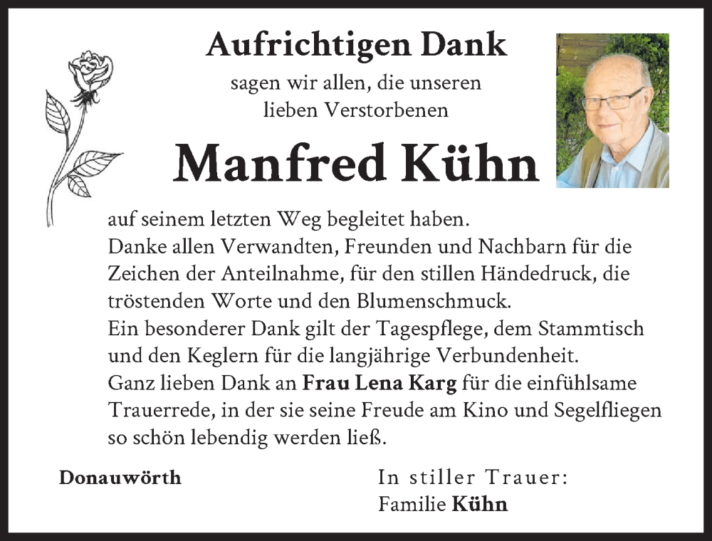 Traueranzeige von Manfred Kühn von Donauwörther Zeitung