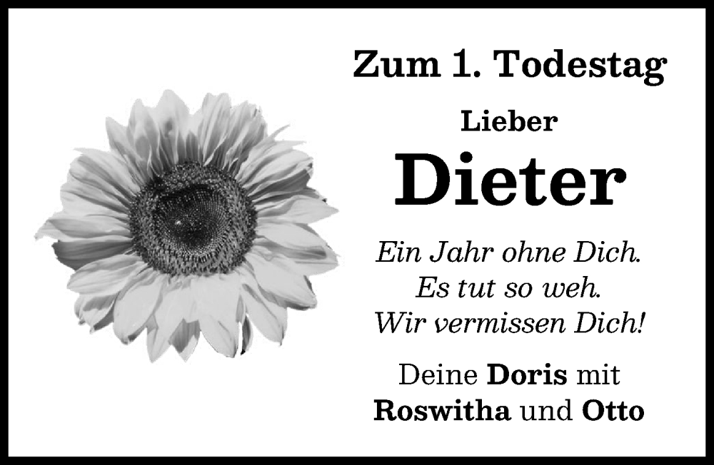  Traueranzeige für Dieter  vom 19.02.2026 aus Friedberger Allgemeine