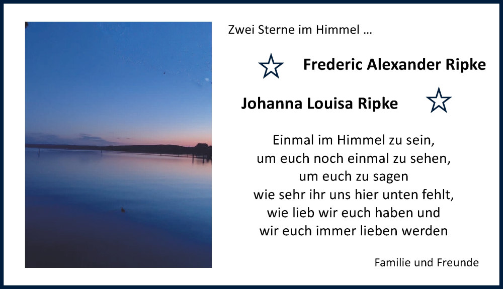  Traueranzeige für Frederic Alexander Ripke vom 28.02.2026 aus Friedberger Allgemeine