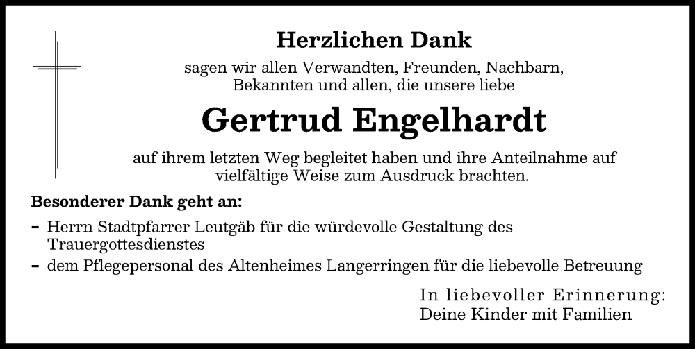  Traueranzeige für Gertrud Engelhardt vom 21.02.2026 aus Schwabmünchner Allgemeine