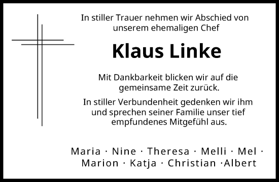 Traueranzeige von Klaus Linke von Schwabmünchner Allgemeine