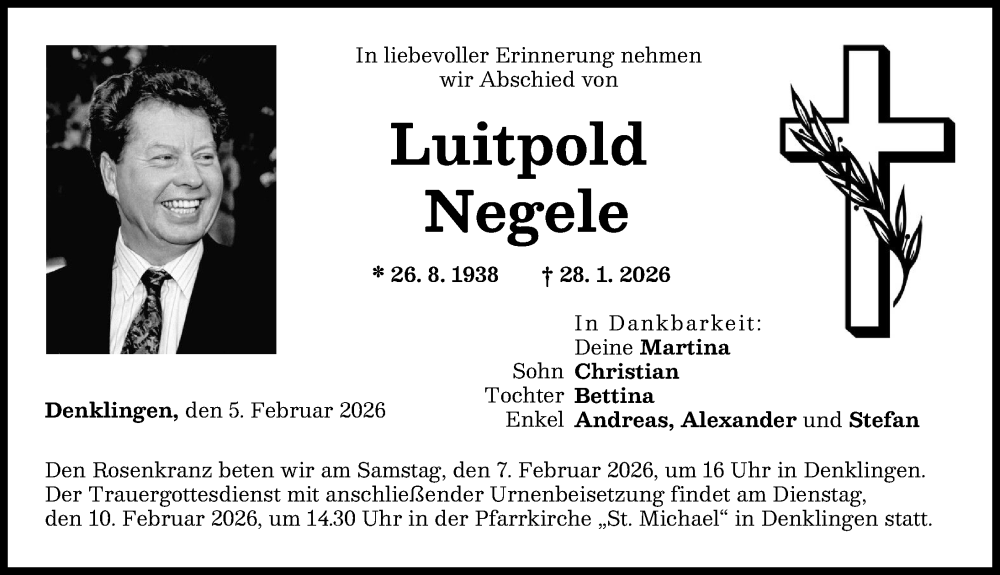  Traueranzeige für Luitpold Negele vom 05.02.2026 aus Landsberger Tagblatt