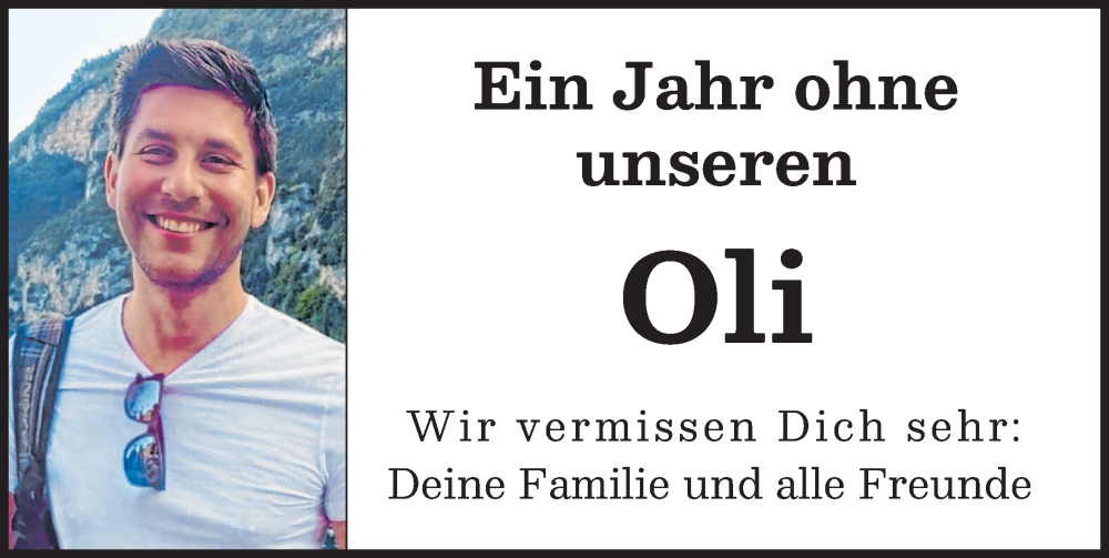 Traueranzeige für Oli  vom 07.02.2026 aus Augsburger Allgemeine