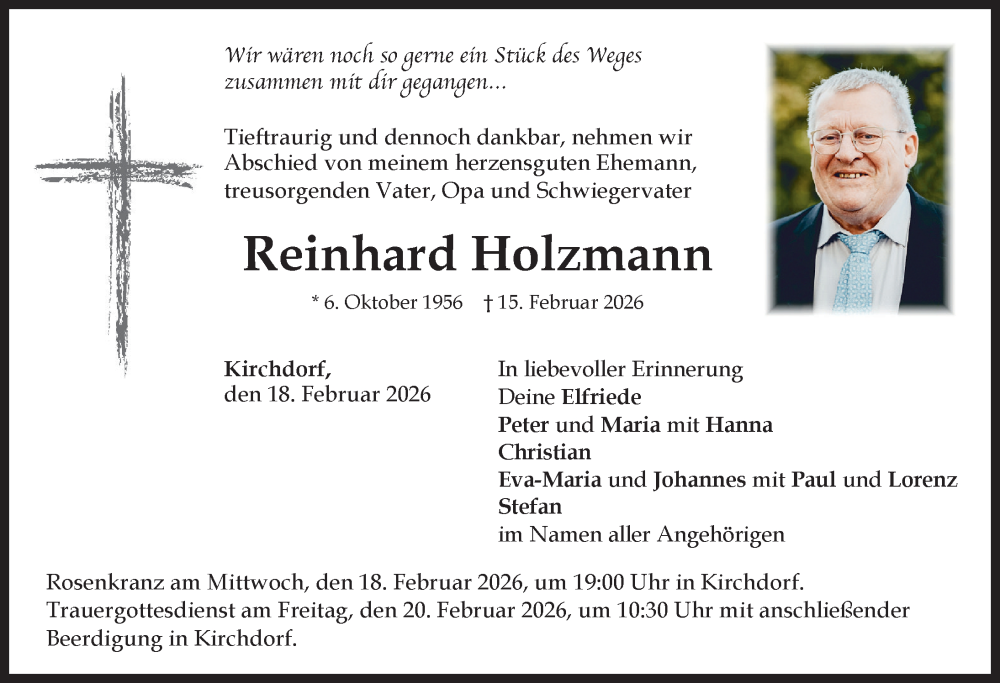  Traueranzeige für Reinhard Holzmann vom 18.02.2026 aus Mindelheimer Zeitung